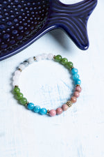 Sertifikalı Bronzit, Hematit, Apatit, Yeşim, Ay Taşı ve Rutilli Kuvars Boğa Burcu Bileklik