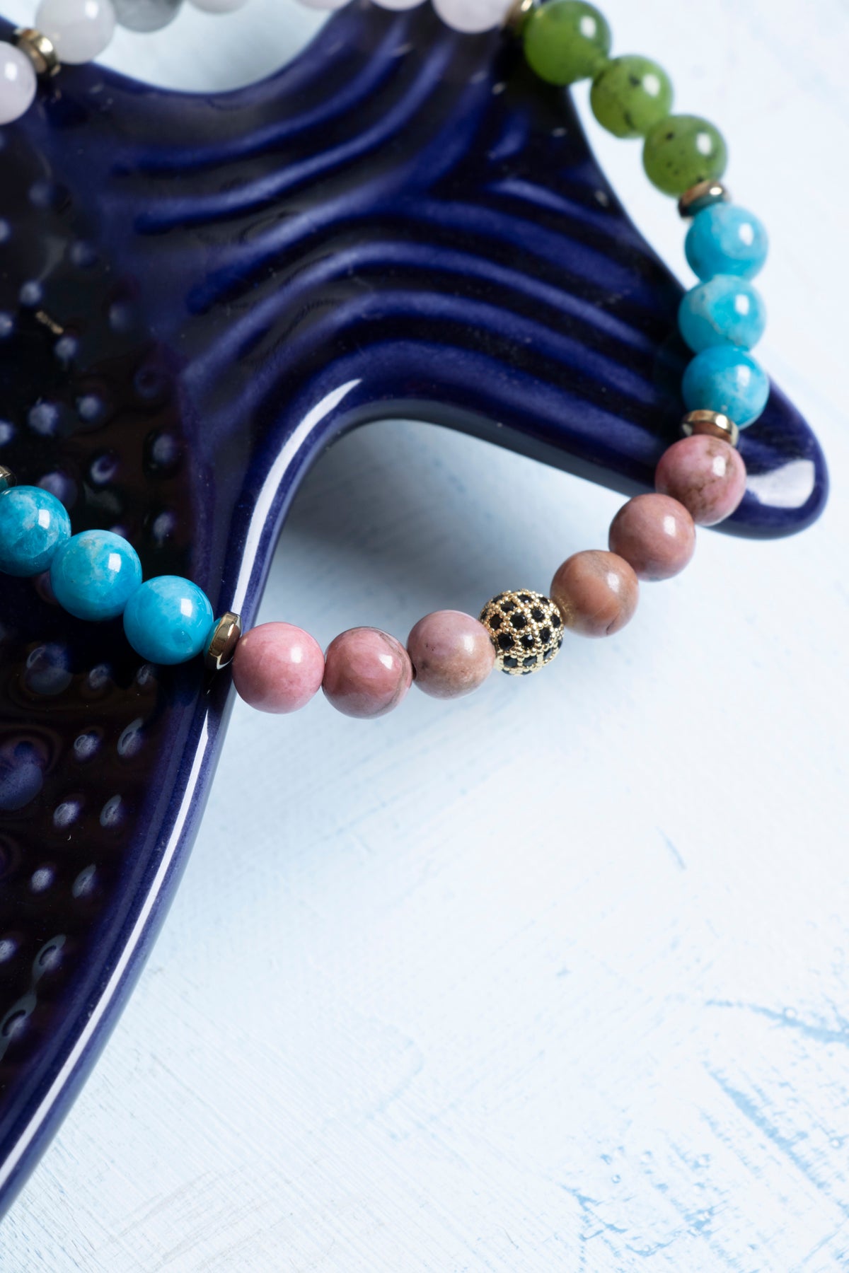 Sertifikalı Bronzit, Hematit, Apatit, Yeşim, Ay Taşı ve Rutilli Kuvars Boğa Burcu Bileklik