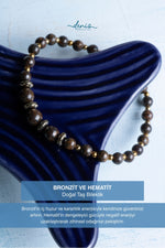 Sertifikalı Bronzit ve Hematit Doğal Taş Bileklik (4-6mm Taşlar)