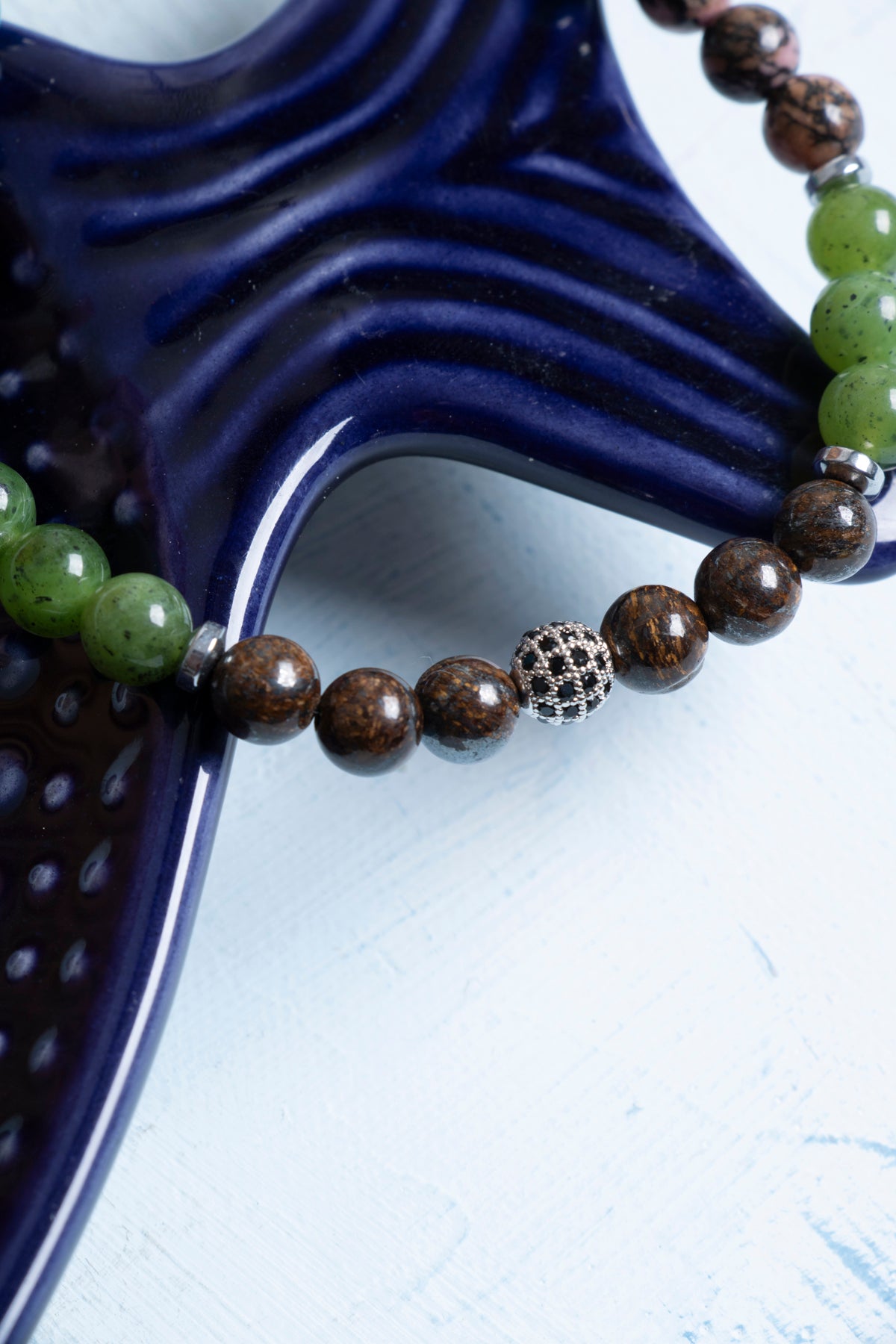 Sertifikalı Bronzit Yeşim Apatit Akuamarin Rodonit Hematit Boğa Burcu Bileklik