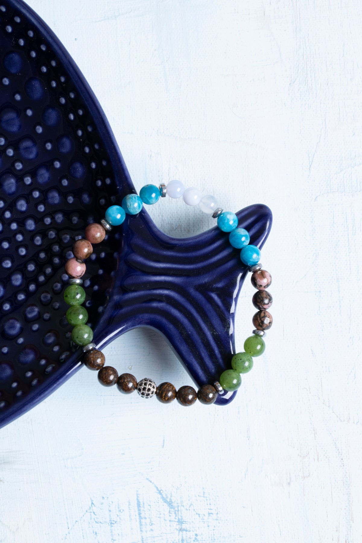 Sertifikalı Bronzit Yeşim Apatit Akuamarin Rodonit Hematit Boğa Burcu Bileklik