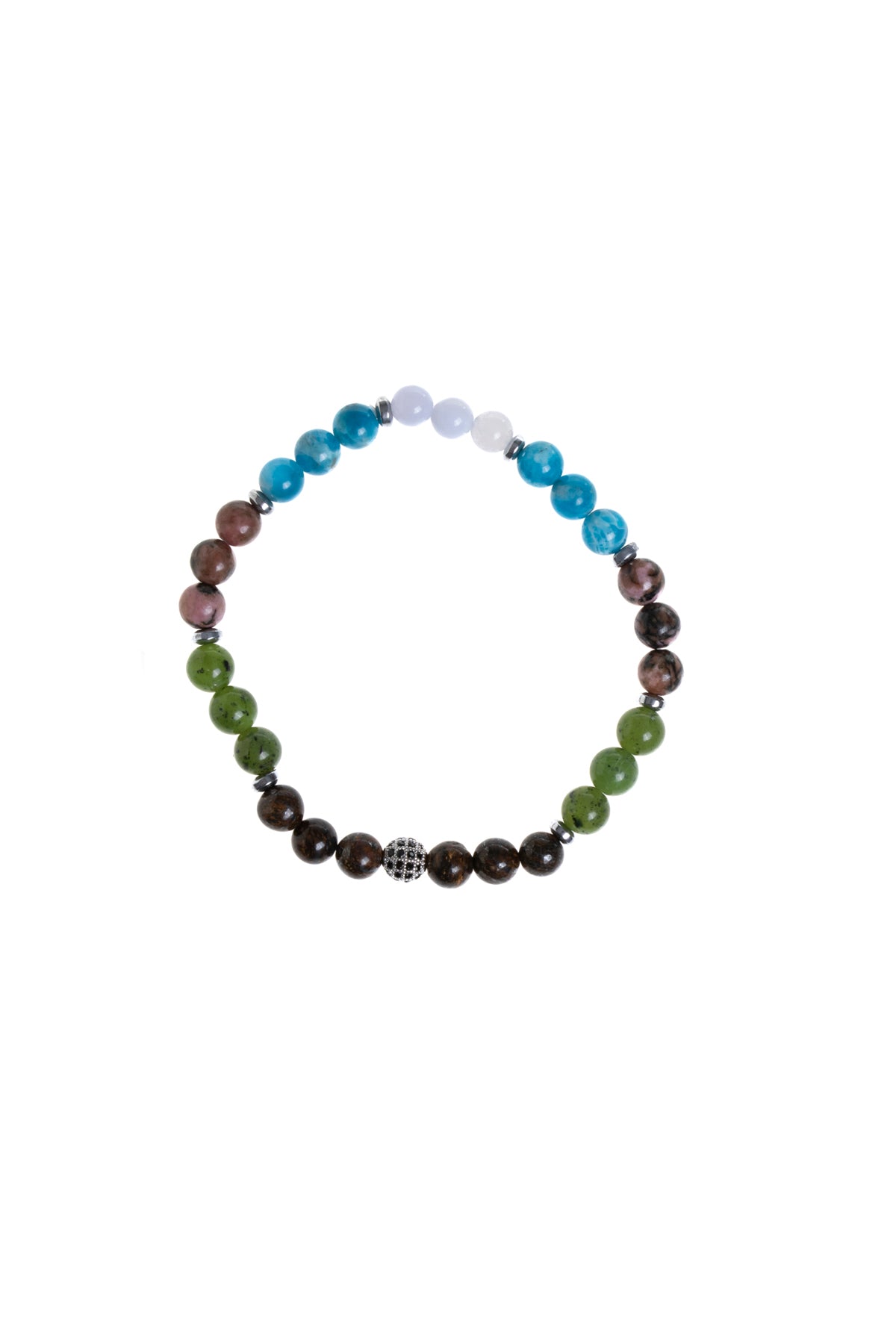 Sertifikalı Bronzit Yeşim Apatit Akuamarin Rodonit Hematit Boğa Burcu Bileklik