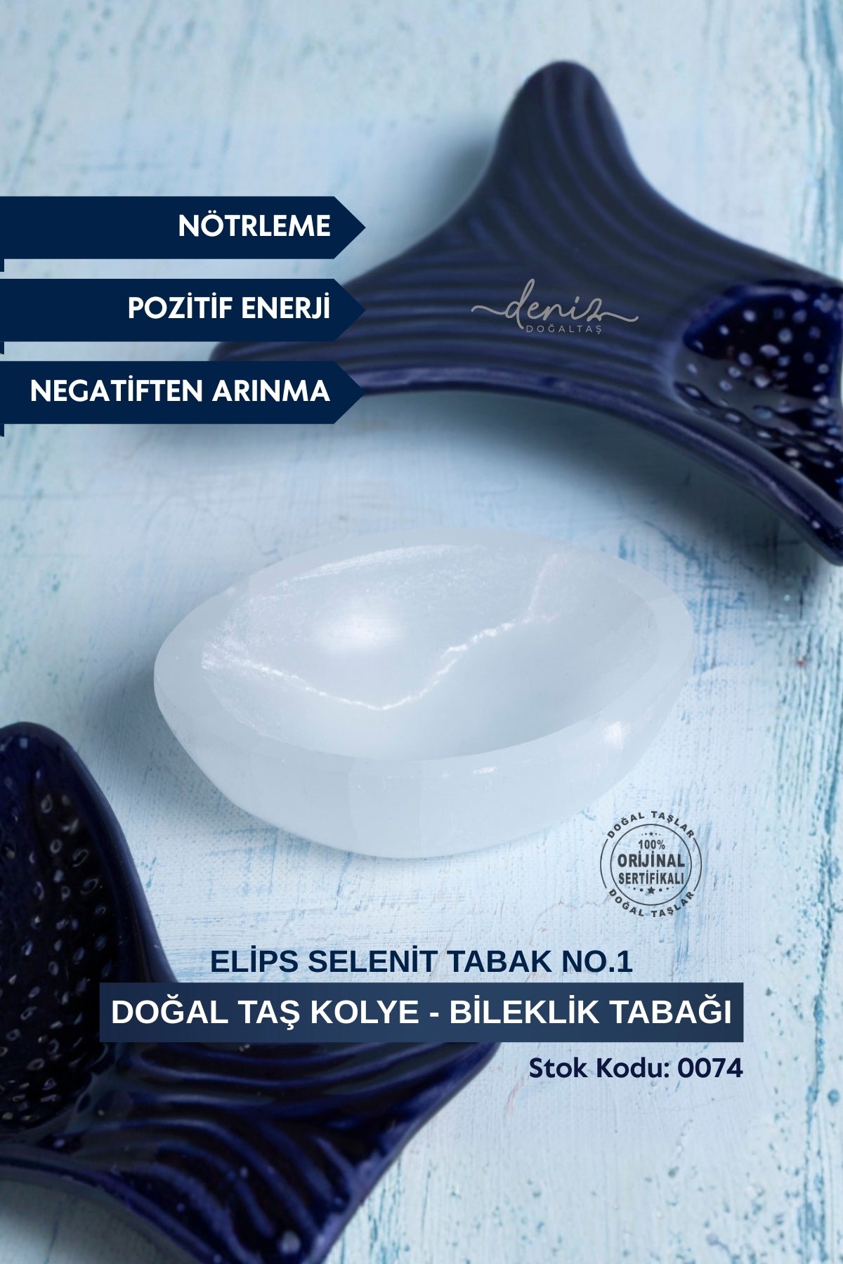 Sertifikalı Doğal Taş Selenit Kolye - Bileklik Tabağı S.K: 0074