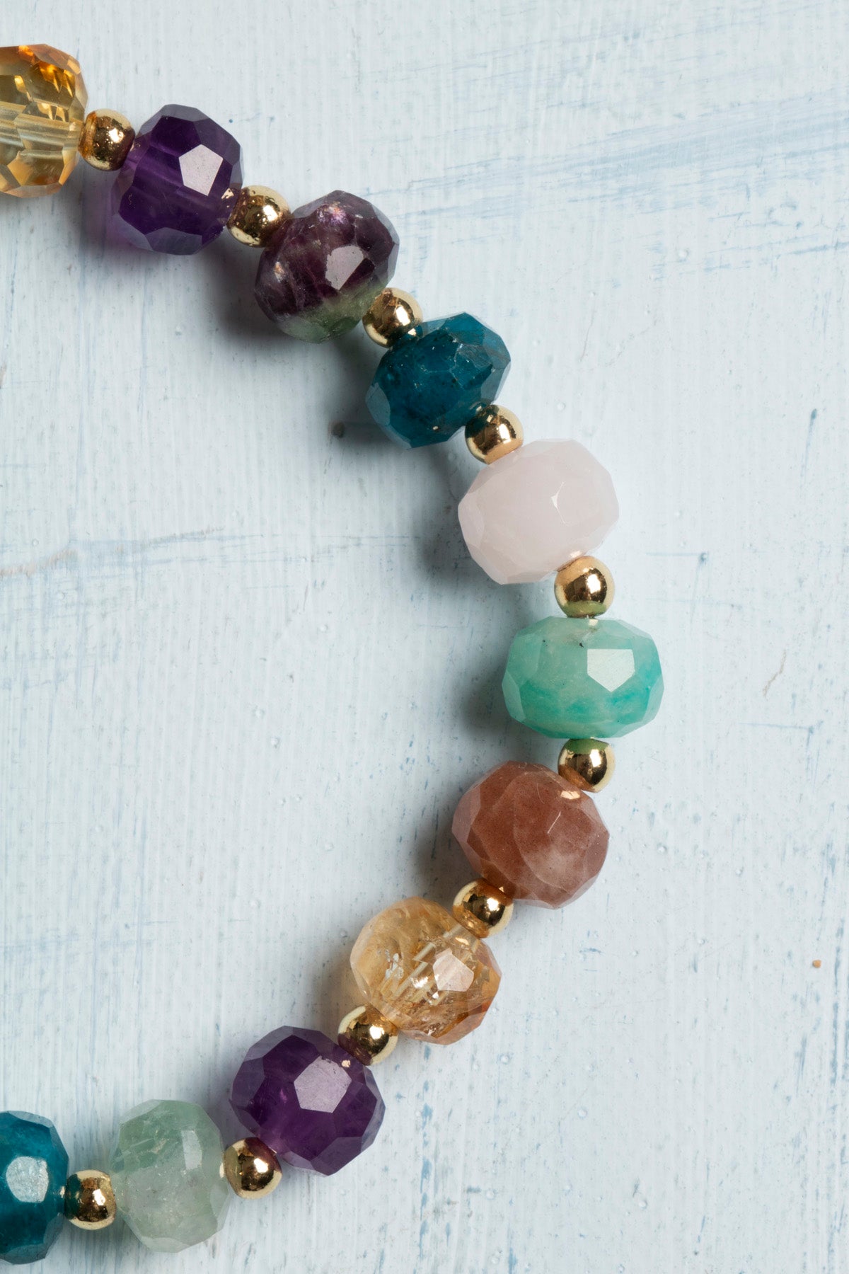 Sertifikalı Doğal Taşlardan Chakra Dengeleyici Kombin Bileklik – Ametist, Pembe Kuvars, Güneş Taşı, Apatit, Sitrin, Florit, Amazonit