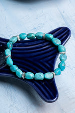 Sertifikalı Firuze (Turkuaz) Doğal Taş Gümüş Aparatlı Bileklik
