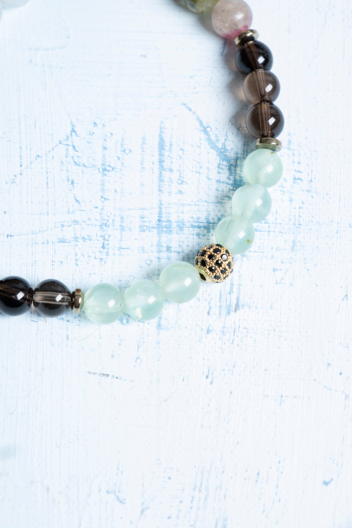 Sertifikalı Florit, Dumanlı Kuvars, Turmalin, Lal, Kristal Kuvars ve Hematit Oğlak Burcu Bileklik