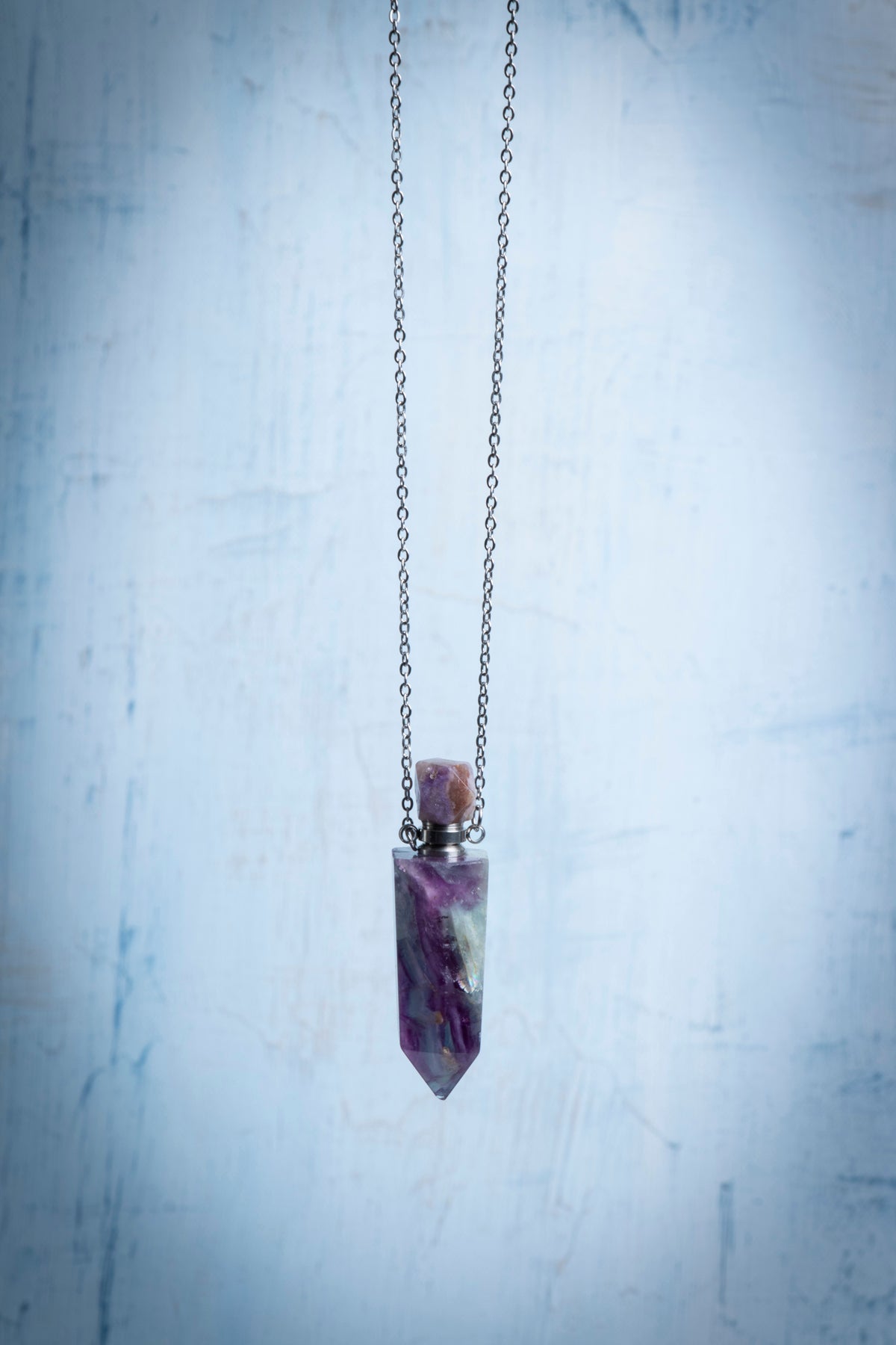 Sertifikalı Florit Doğal Taş Esans Şişesi / Kolye