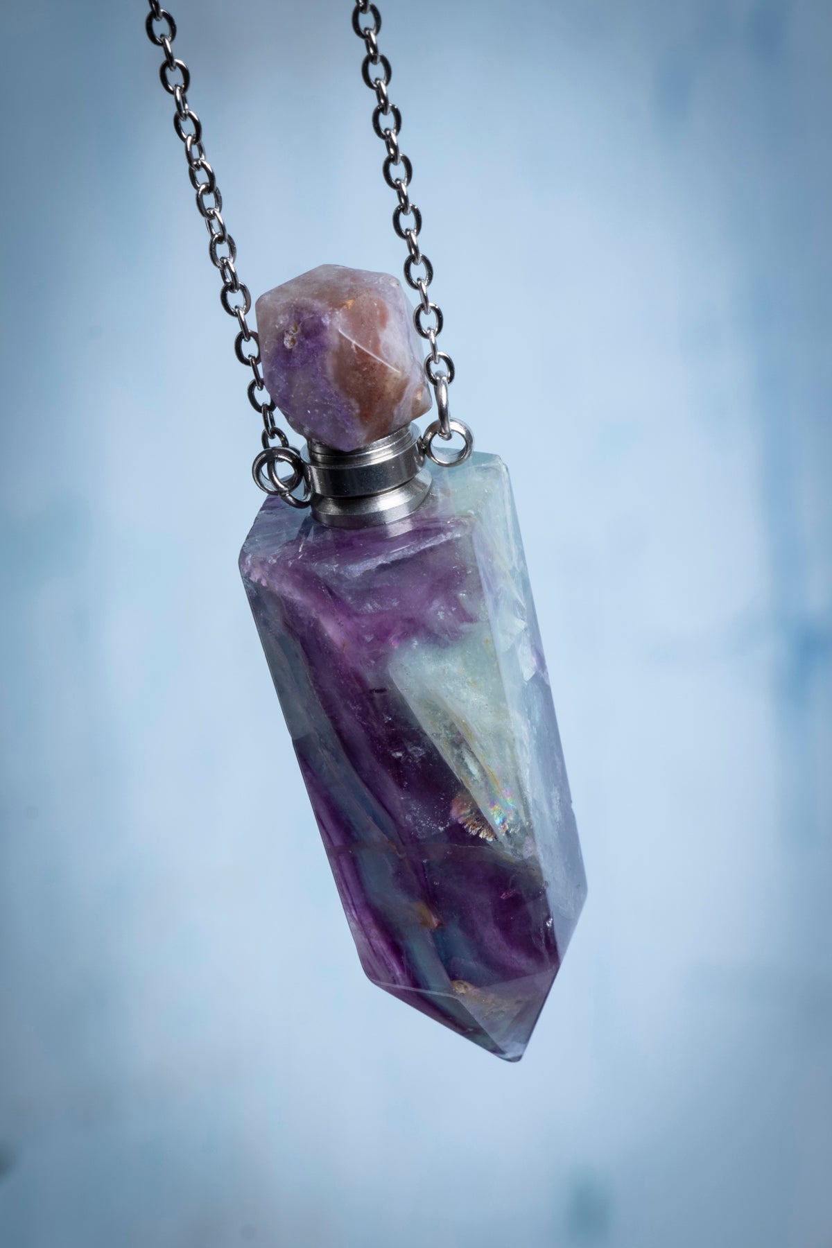 Sertifikalı Florit Doğal Taş Esans Şişesi / Kolye