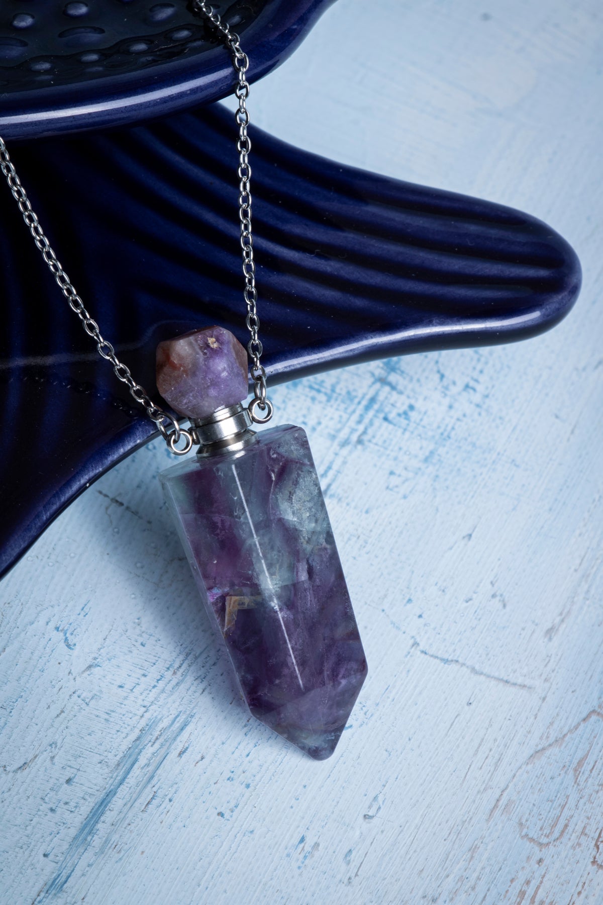 Sertifikalı Florit Doğal Taş Esans Şişesi / Kolye