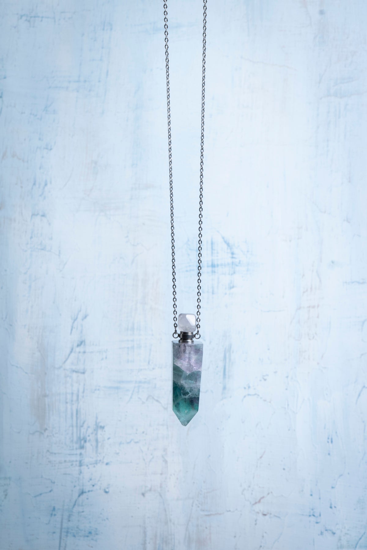 Sertifikalı Florit Doğal Taş Esans Şişesi Kolye 1