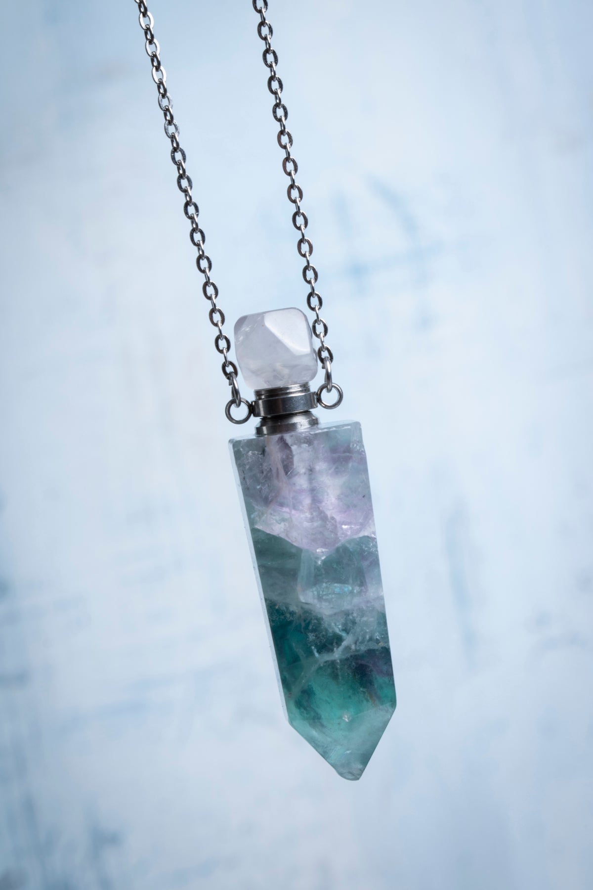 Sertifikalı Florit Doğal Taş Esans Şişesi Kolye 1