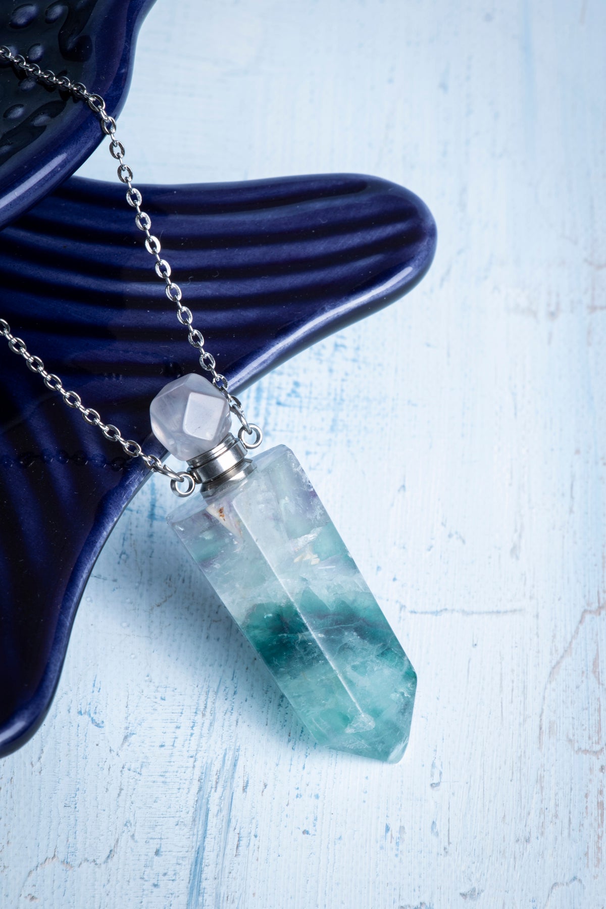 Sertifikalı Florit Doğal Taş Esans Şişesi Kolye 1