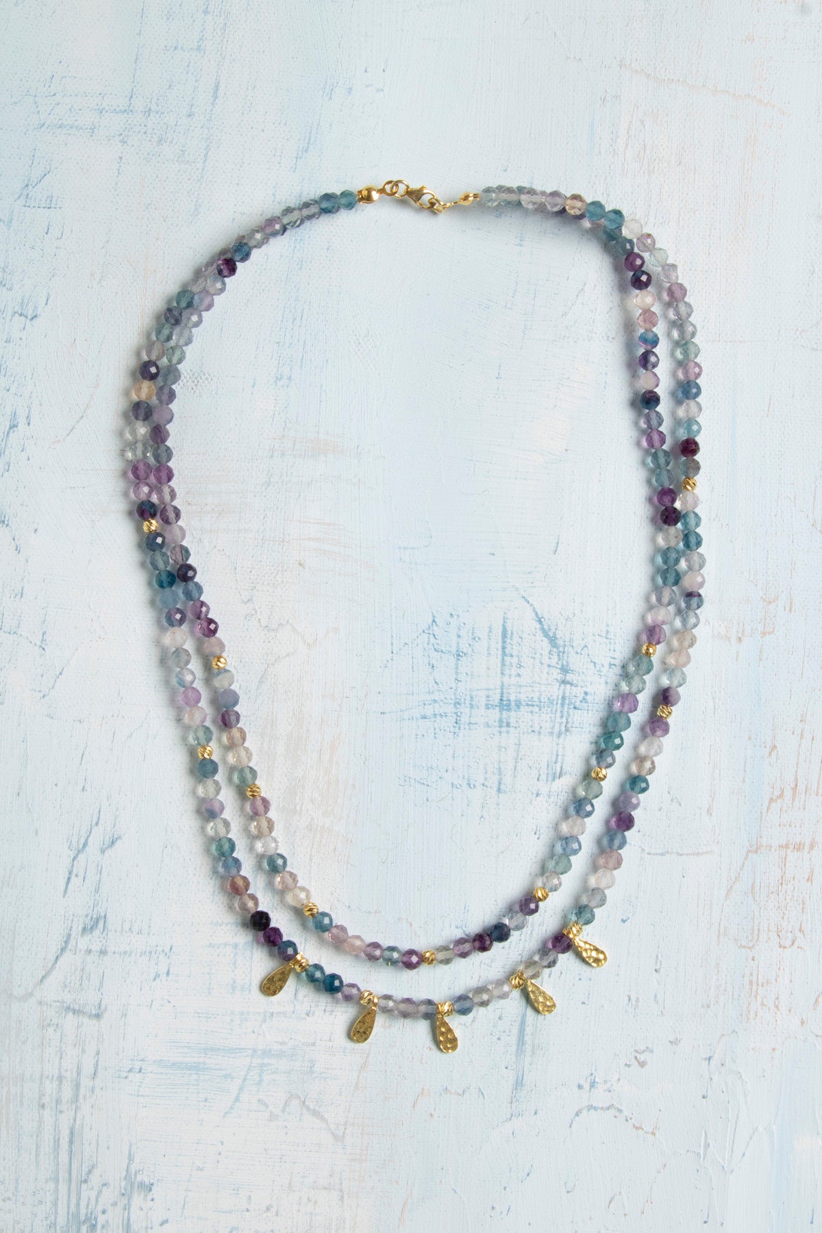 Sertifikalı Florit ve Gümüş Charm Detaylı Özel Tasarım Doğal Taş Kolye