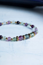 Sertifikalı Florit ve Hematit Doğal Taş Bileklik (4-6m Taşlar)