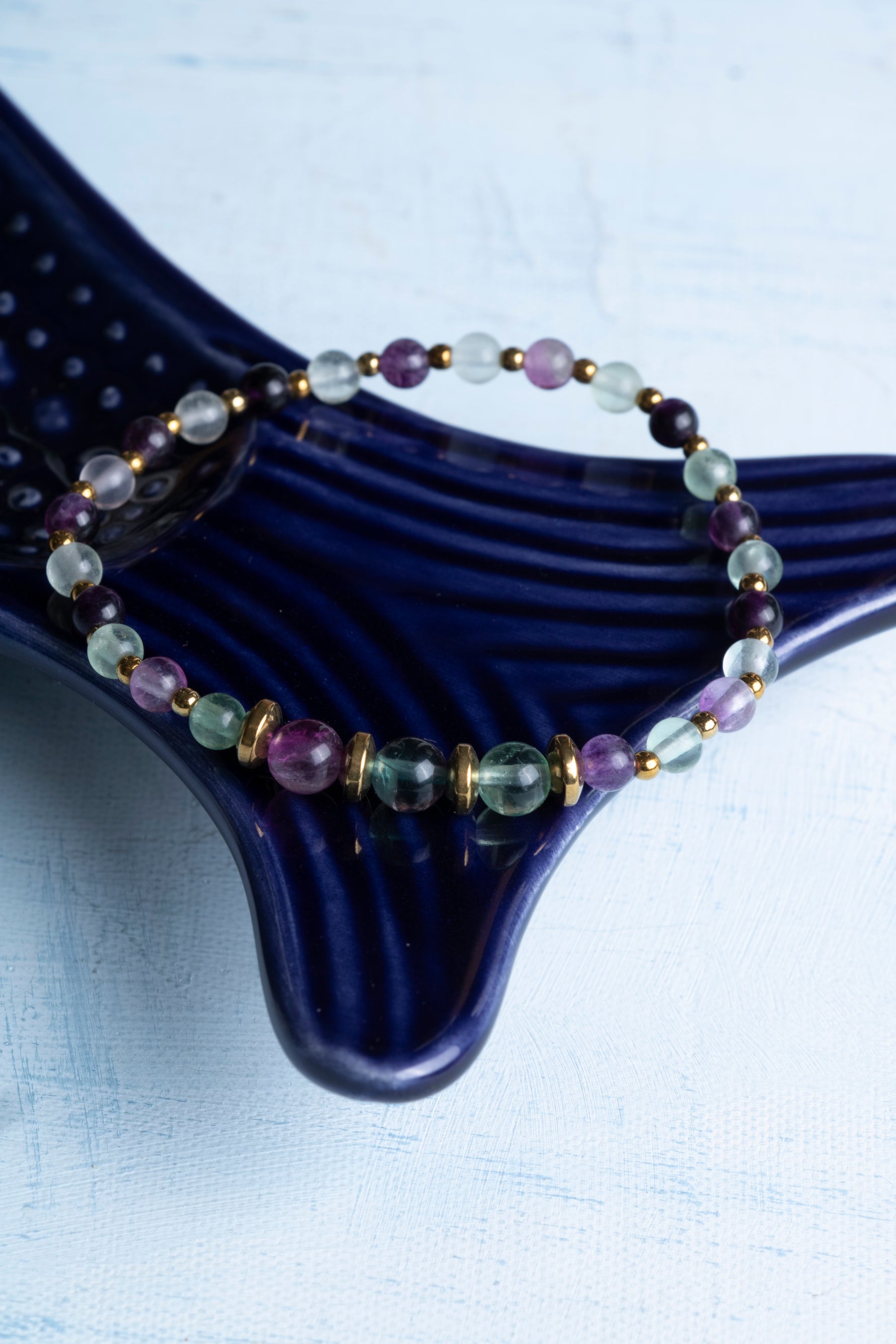 Sertifikalı Florit ve Hematit Doğal Taş Bileklik (4-6m Taşlar)