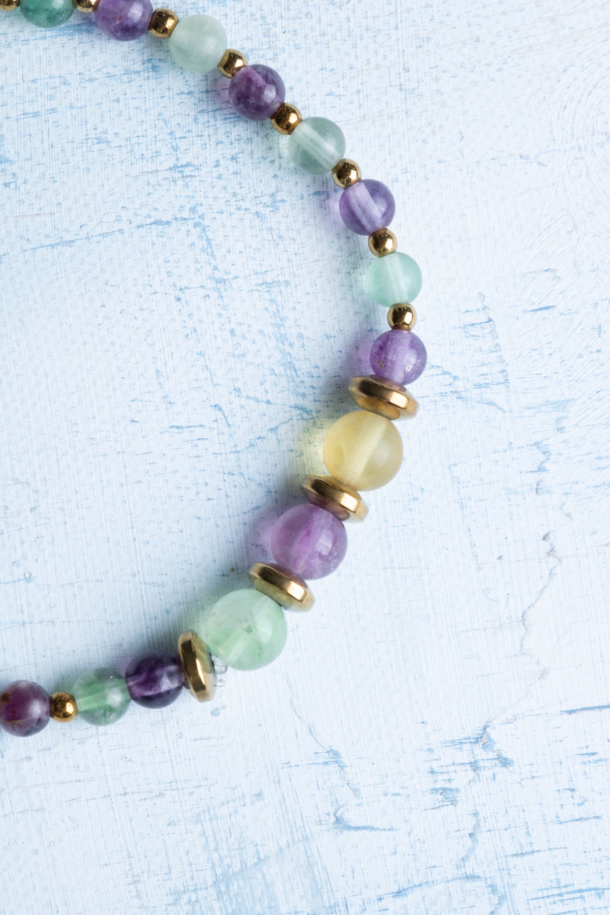 Sertifikalı Florit ve Hematit Doğal Taş Bileklik (4-6mm)