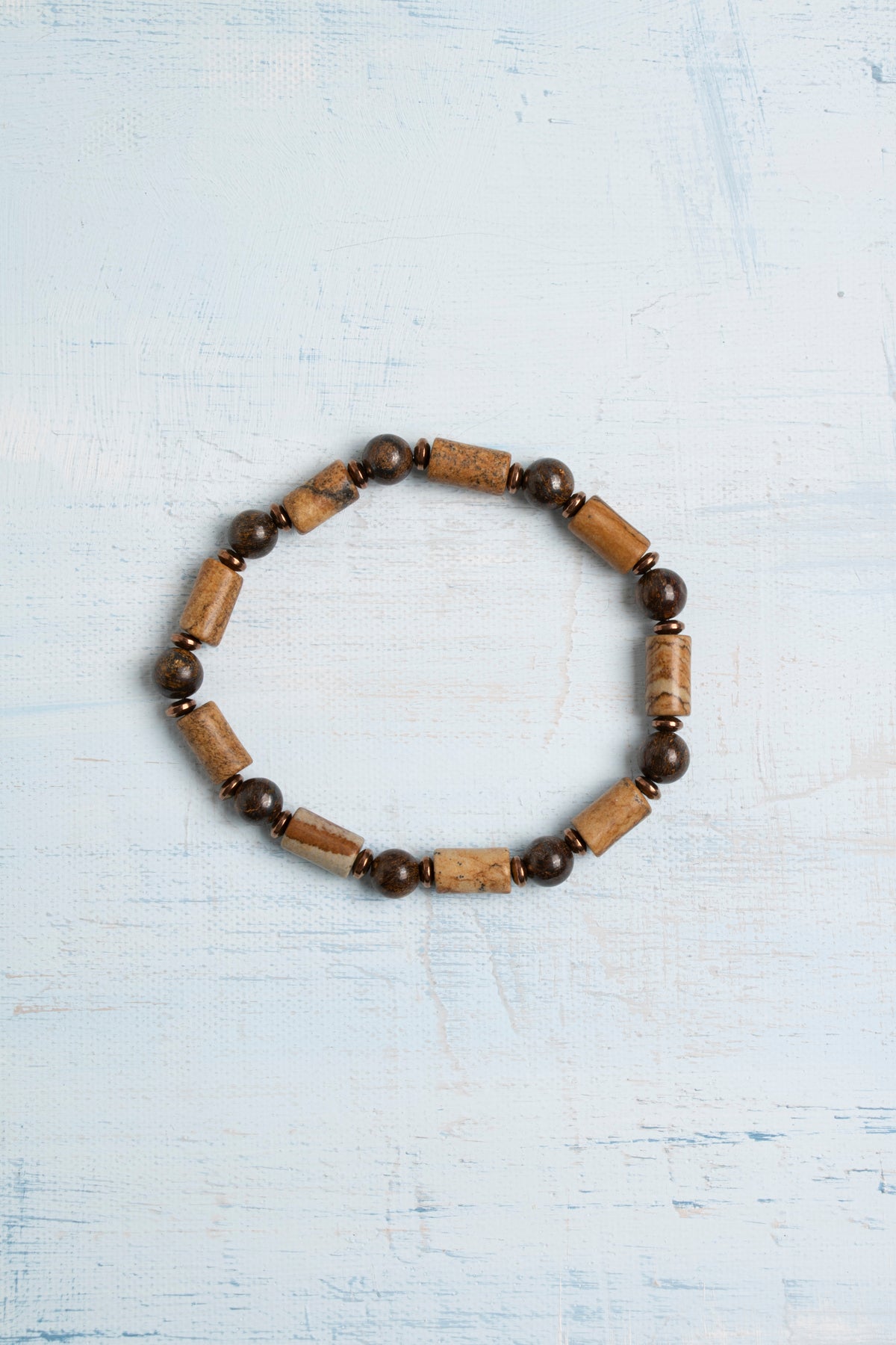 Sertifikalı Fosil Jasper Doğal Taş Bileklik – Topraklanma ve Güç