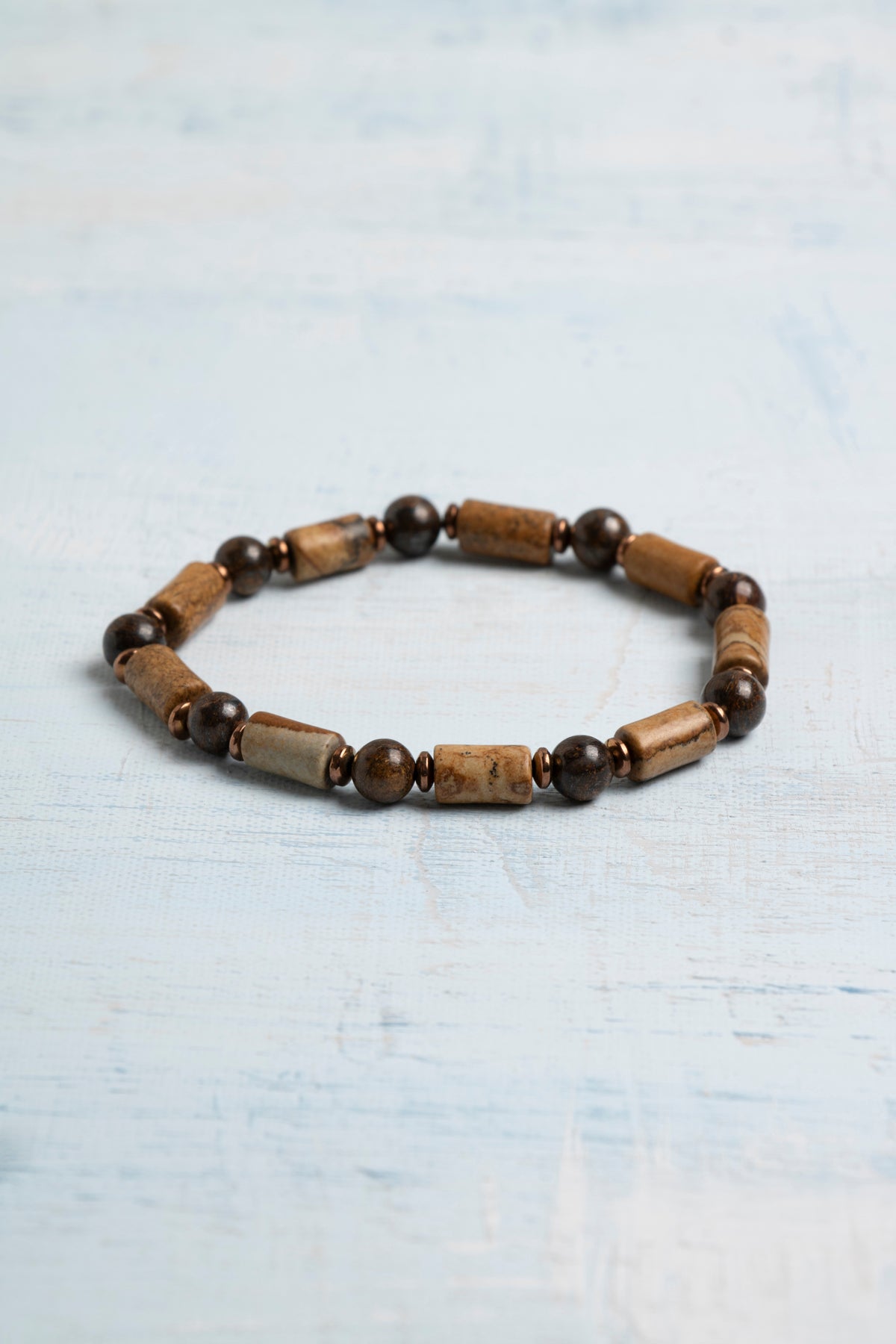 Sertifikalı Fosil Jasper Doğal Taş Bileklik – Topraklanma ve Güç