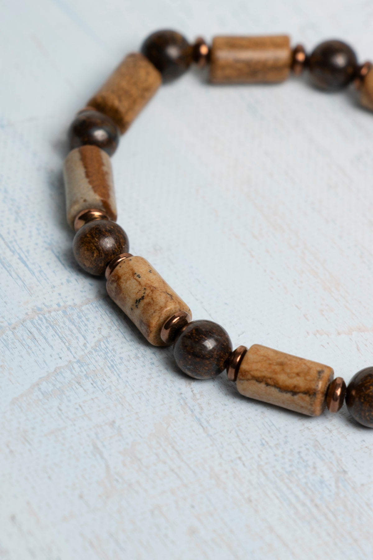 Sertifikalı Fosil Jasper Doğal Taş Bileklik – Topraklanma ve Güç