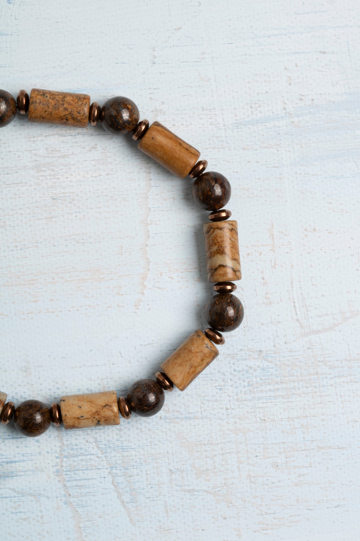 Sertifikalı Fosil Jasper Doğal Taş Bileklik – Topraklanma ve Güç