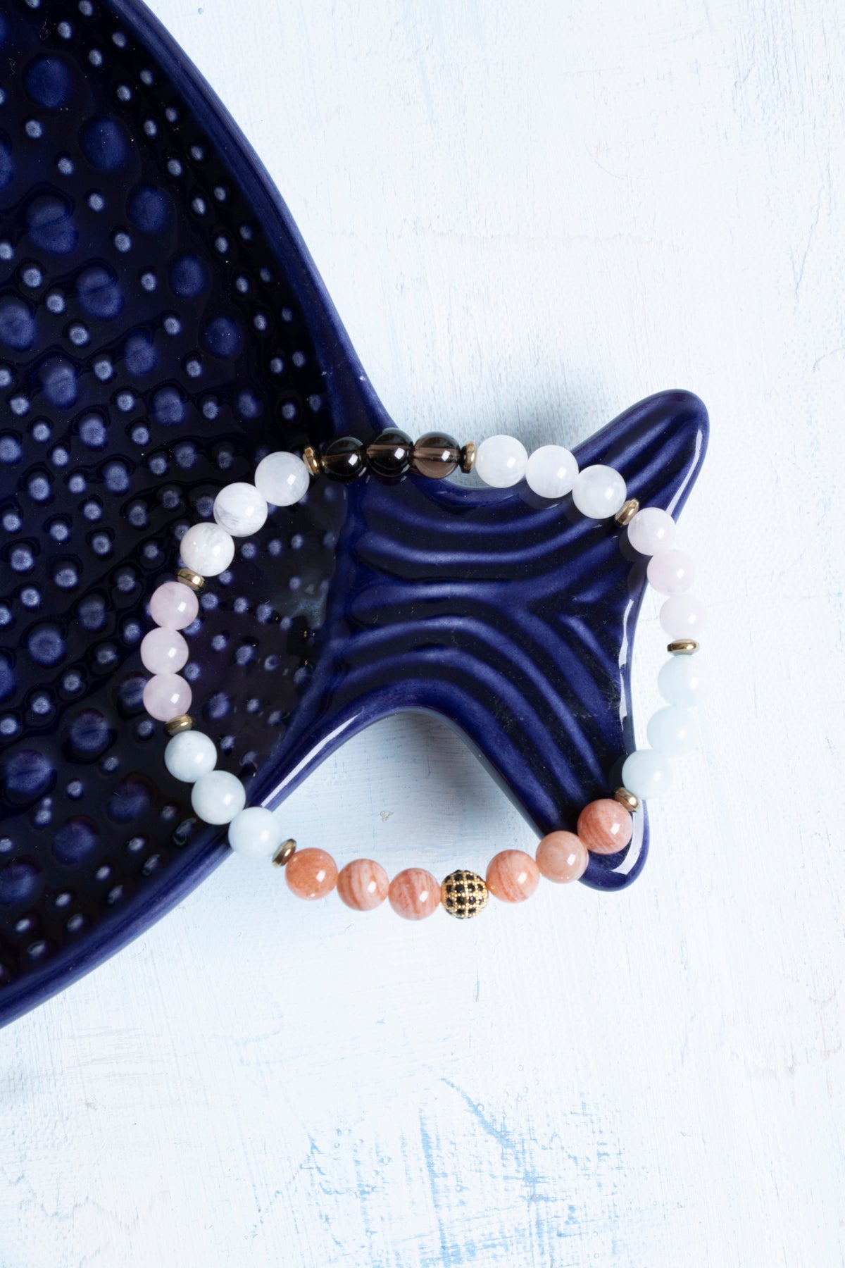 Sertifikalı Güneştaşı Hematit Akuamarin Pembe Kuvars Aytaşı Terazi Burcu Bileklik