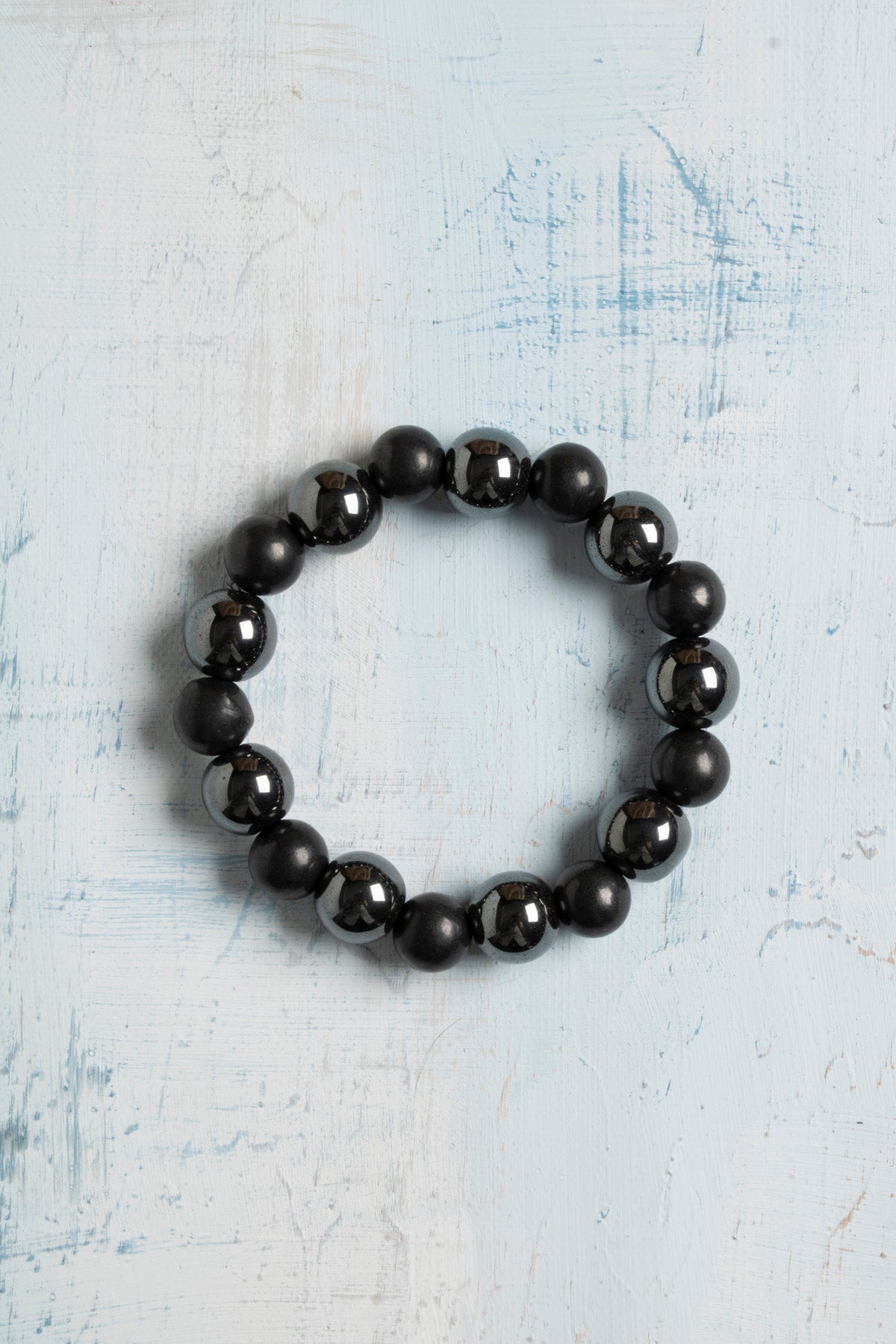 Sertifikalı Hematit ve Şungit Koruyucu Doğal Taş Bileklik – 10 mm