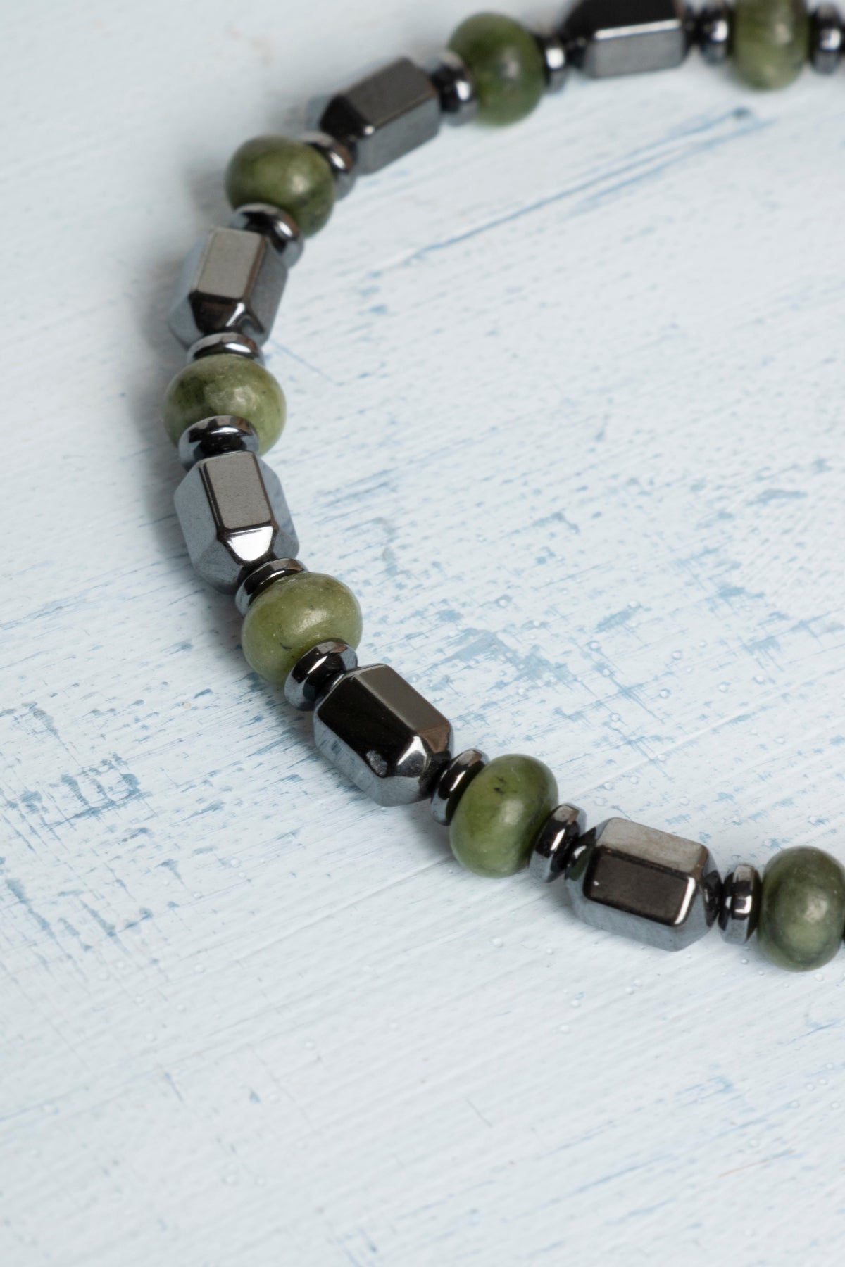 Sertifikalı Hematit ve Yeşim Doğal Taş Bileklik