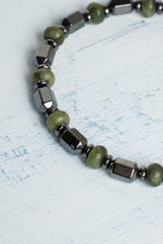 Sertifikalı Hematit ve Yeşim Doğal Taş Bileklik