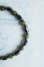 Sertifikalı Hematit ve Yeşim Doğal Taş Bileklik