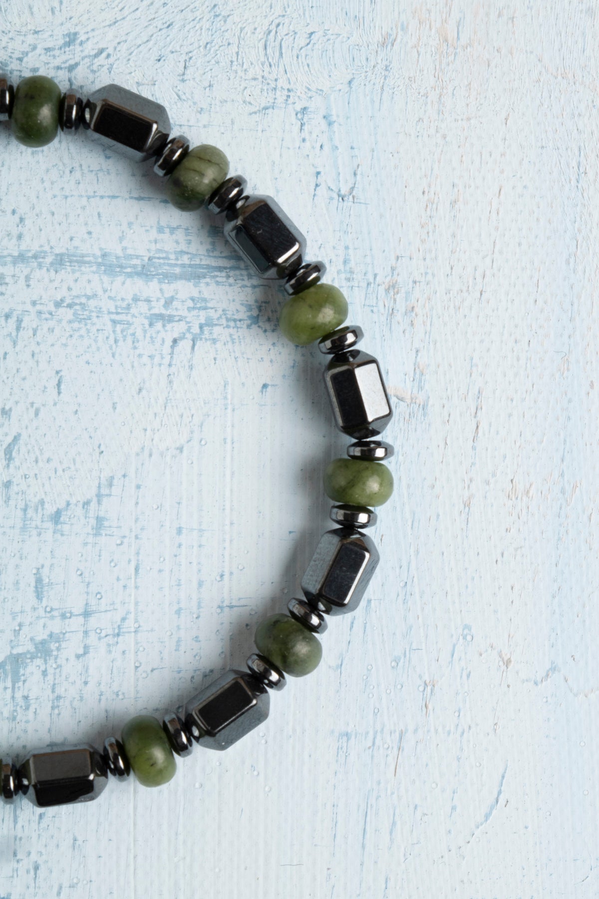 Sertifikalı Hematit ve Yeşim Doğal Taş Bileklik