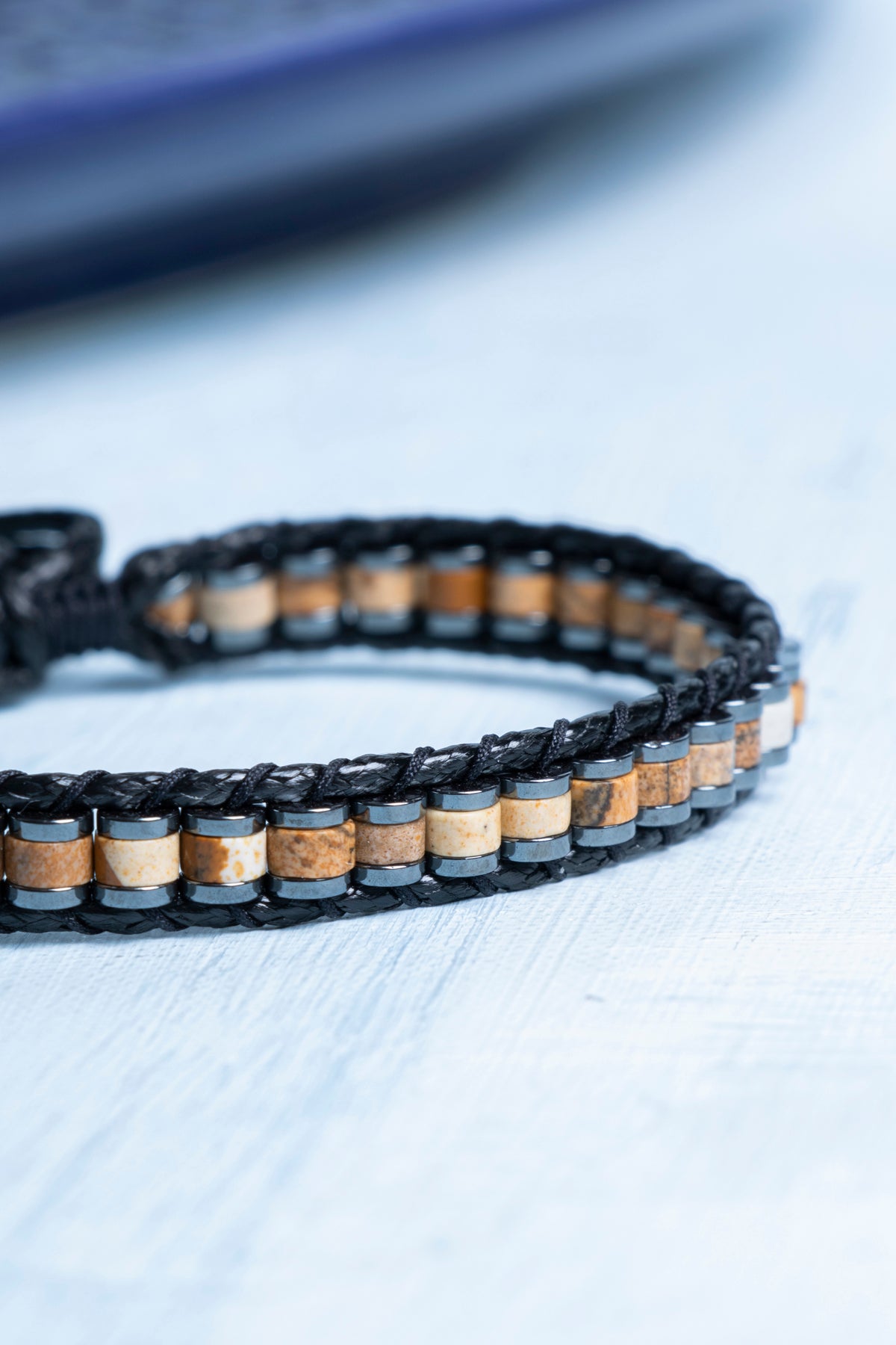 Sertifikalı Jasper - Hematit Doğal Taş Erkek Bileklik