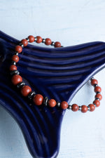 Sertifikalı Jasper ve Hematit Doğal Taş Bileklik (4-6mm Taşlar)