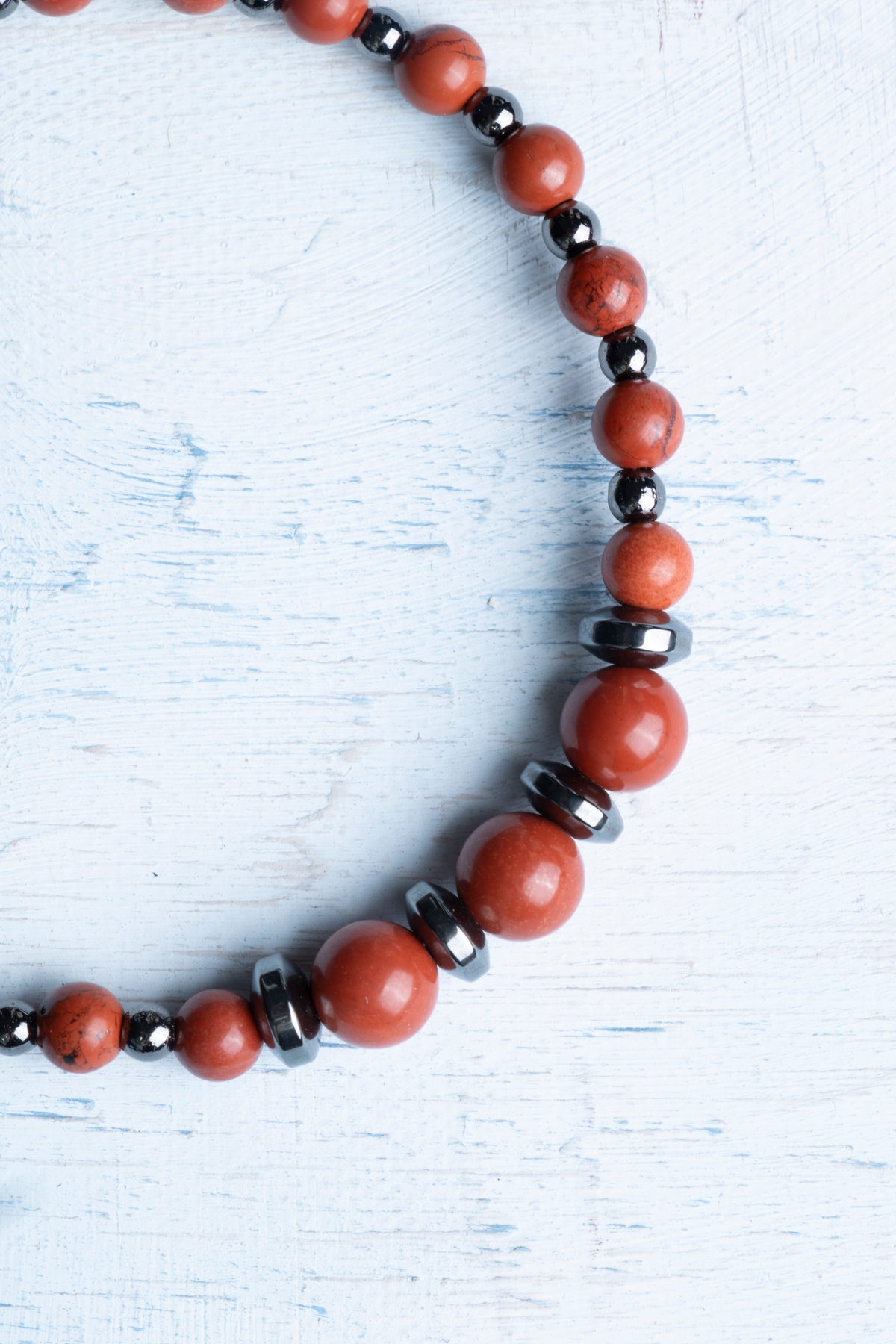 Sertifikalı Jasper ve Hematit Doğal Taş Bileklik (4-6mm Taşlar)