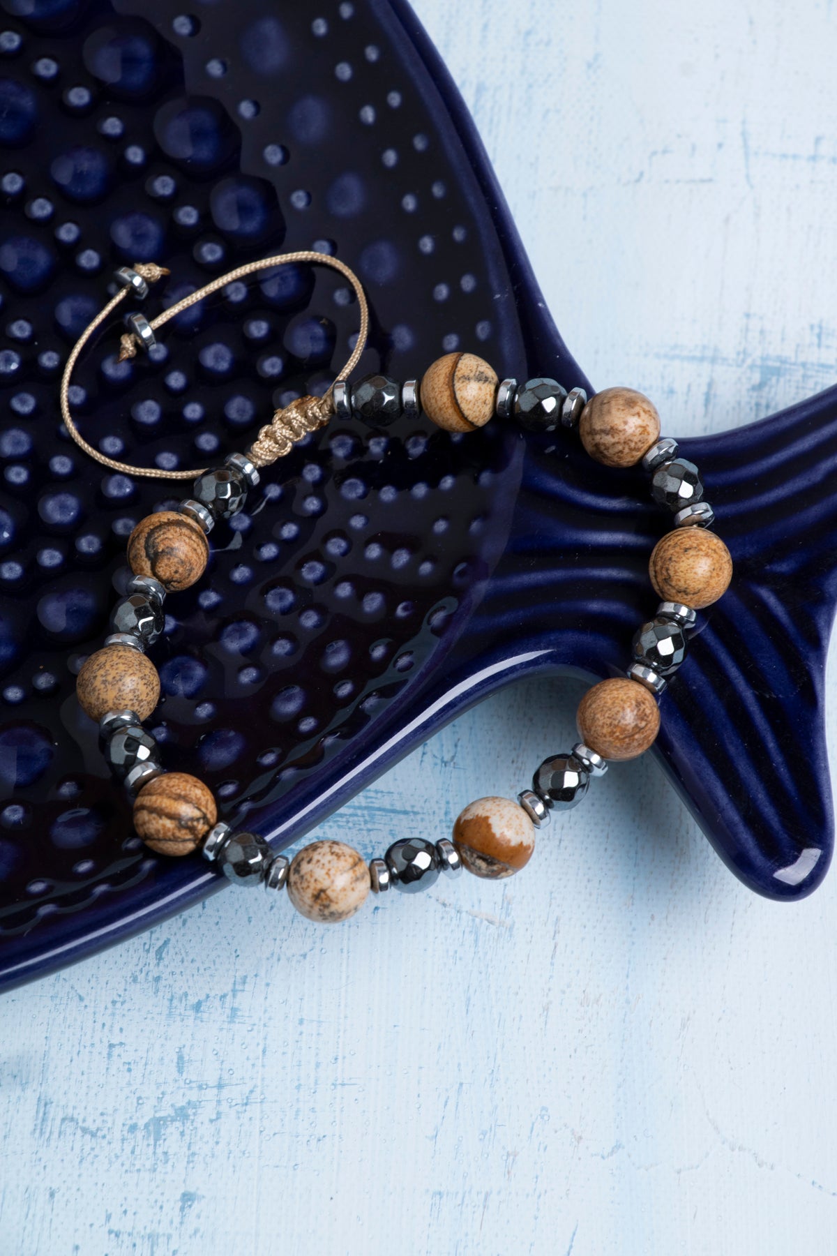 Sertifikalı Jasper ve Hematit Doğal Taş Bileklik