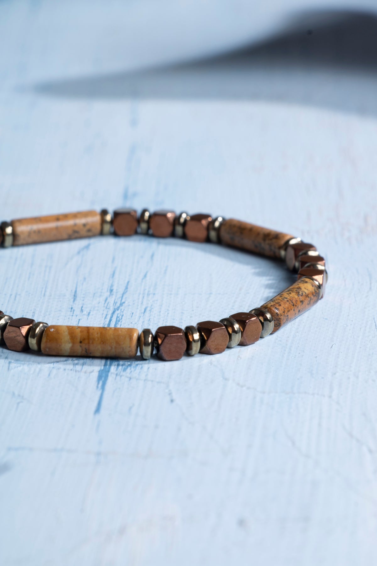 Sertifikalı Jasper ve Hematit Doğal Taş Makrome Bileklik