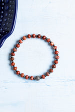 Sertifikalı Jasper ve Hematit Doğal Taş Gümüş Aparatlı Bileklik