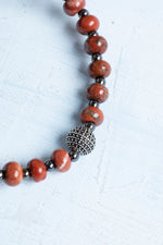 Sertifikalı Jasper ve Hematit Doğal Taş Gümüş Aparatlı Bileklik