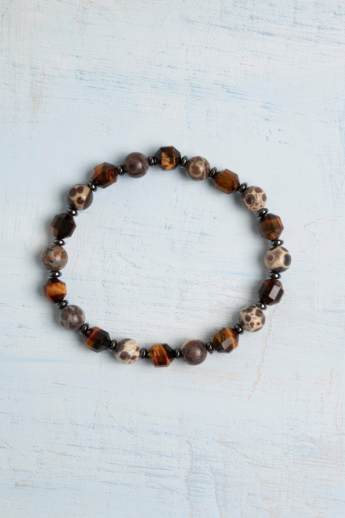 Sertifikalı Jasper ve Kaplan Gözü Doğal Taş Bileklik