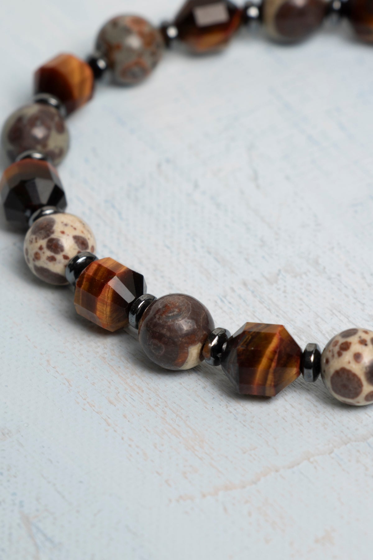 Sertifikalı Jasper ve Kaplan Gözü Doğal Taş Bileklik