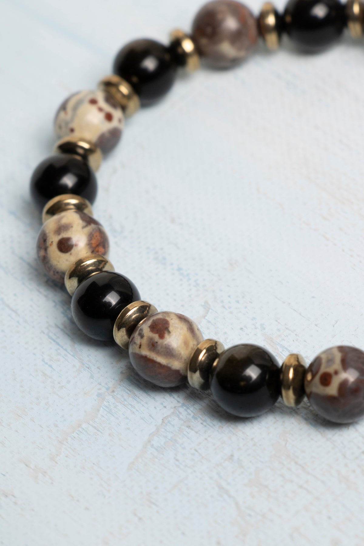 "Sertifikalı Jasper ve Obsidyen Doğal Taş Bileklik "