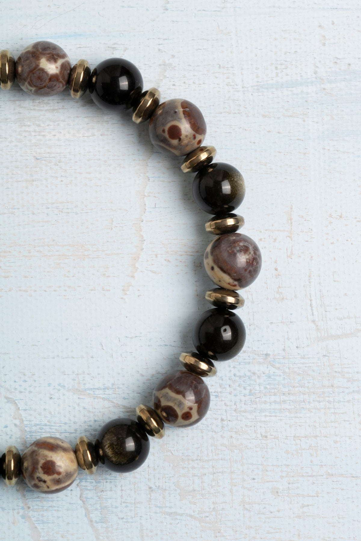 "Sertifikalı Jasper ve Obsidyen Doğal Taş Bileklik "