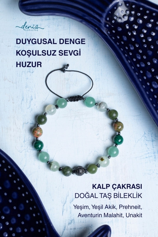 Sertifikalı Kalp Çakrası Doğal Taş Bileklik