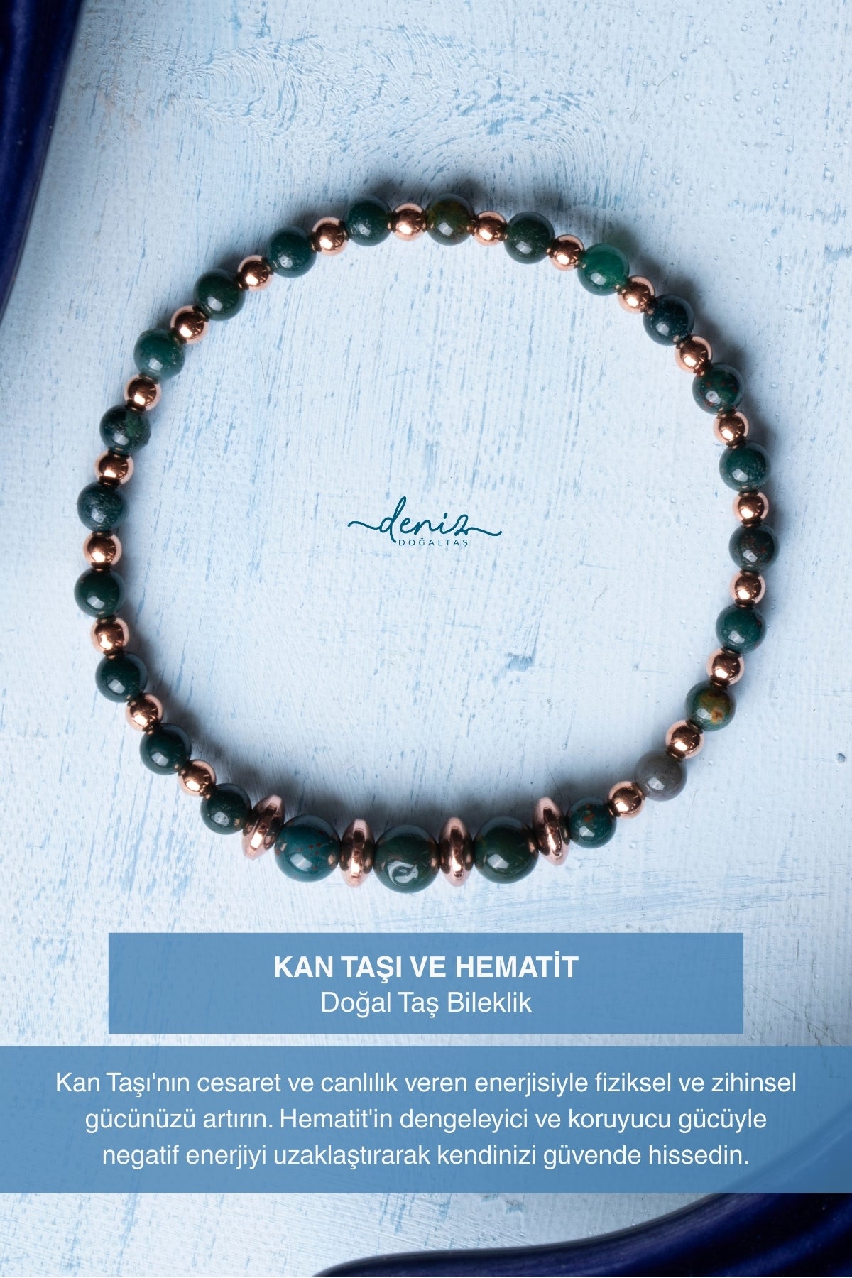 Sertifikalı Kan Taşı ve Hematit Doğal Taş Bileklik