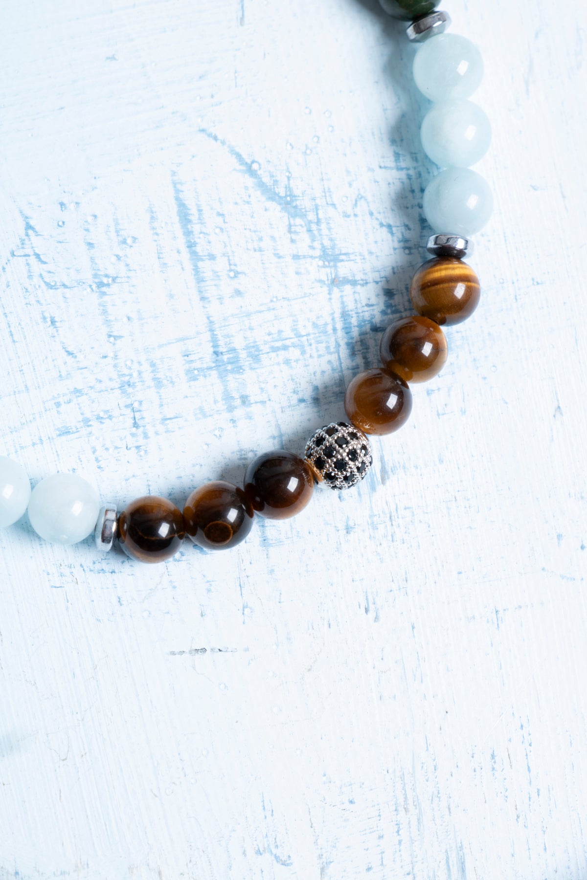 Sertifikalı Kaplan Gözü Akuamarin Kan Taşı Kalsit Florit Balık Burcu Bileklik