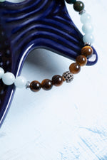 Sertifikalı Kaplan Gözü Akuamarin Kan Taşı Kalsit Florit Balık Burcu Bileklik