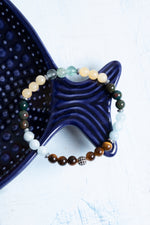 Sertifikalı Kaplan Gözü Akuamarin Kan Taşı Kalsit Florit Balık Burcu Bileklik