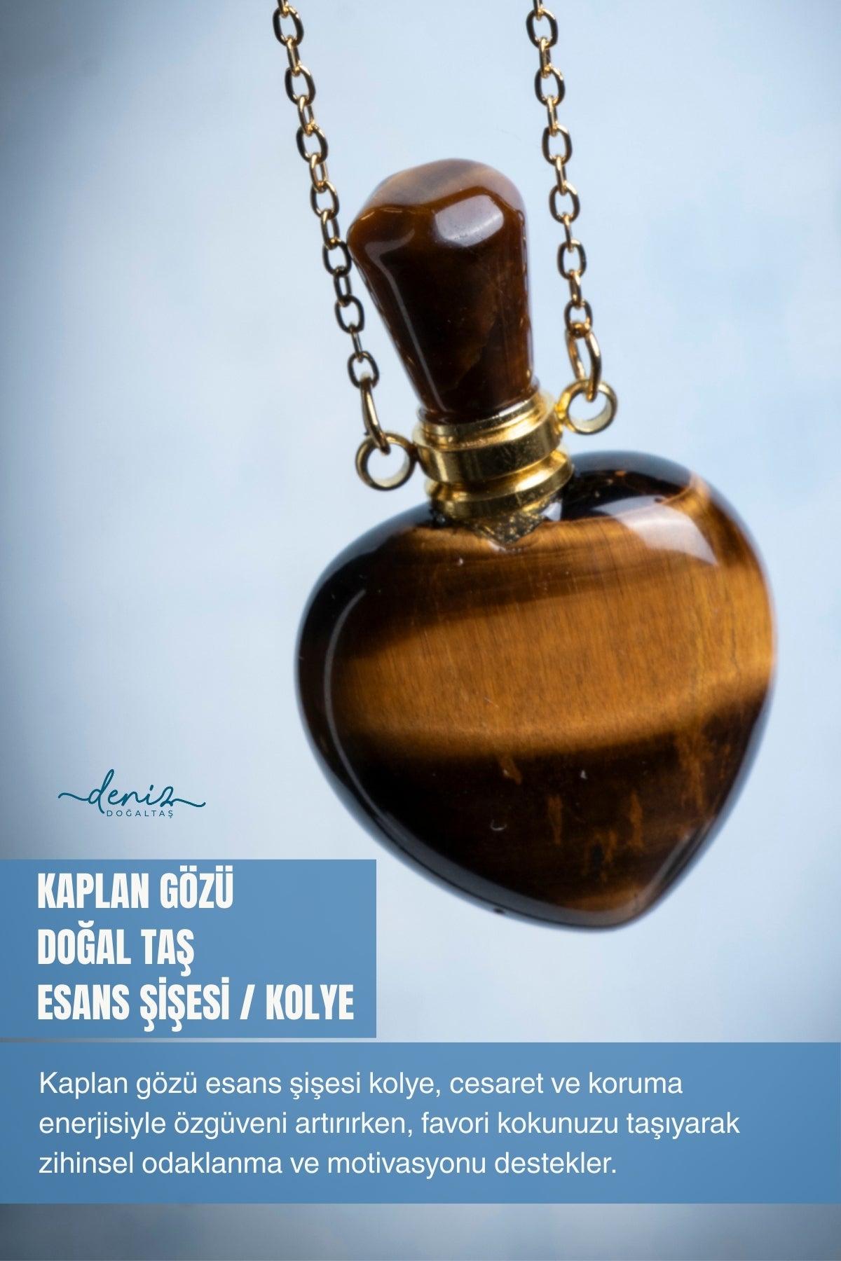 Sertifikalı Kaplan Gözü Doğal Taş Esans Şişesi / Kolye 1