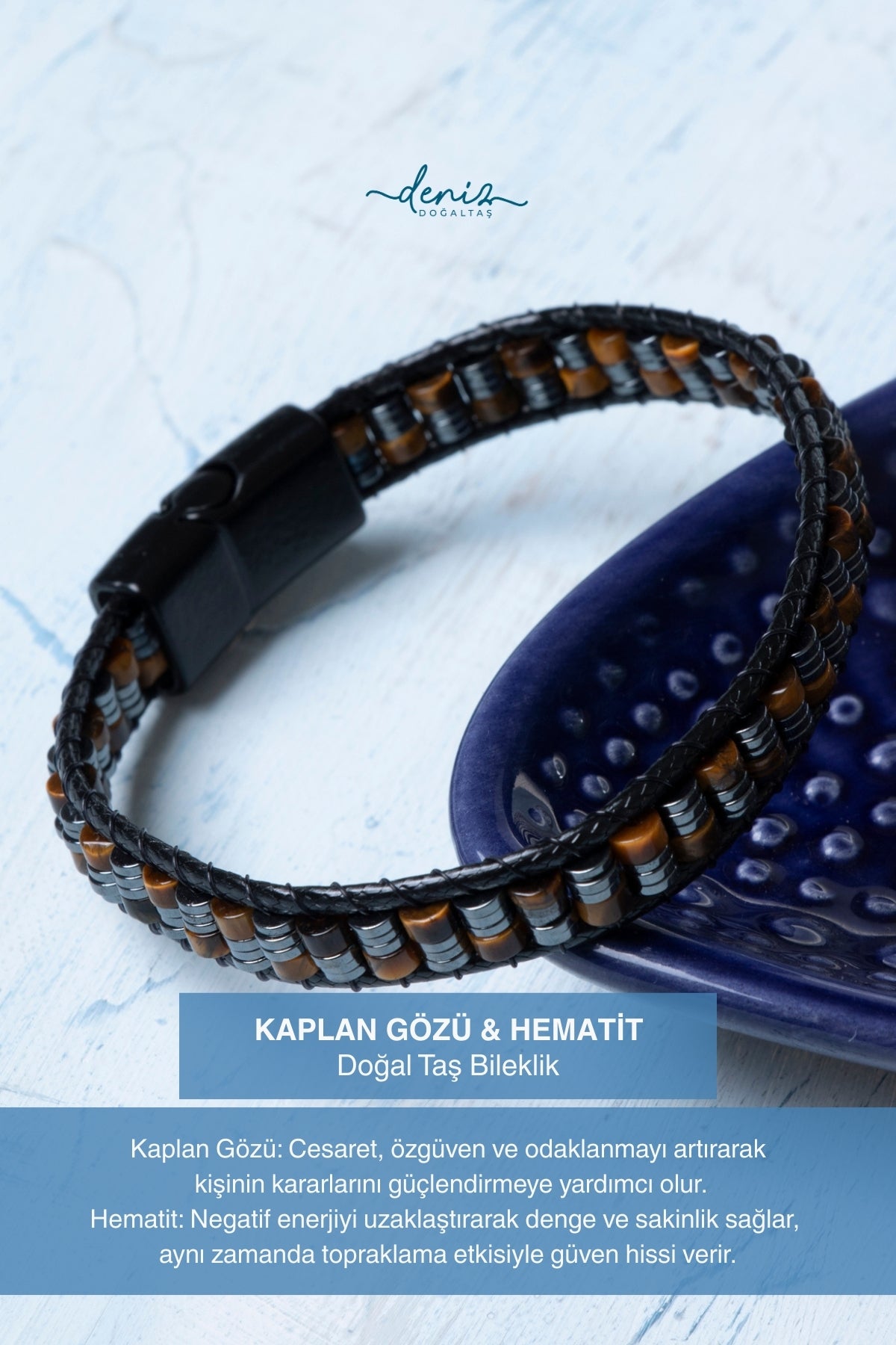 Sertifikalı Kaplan Gözü Hematit Doğal Taş Bileklik