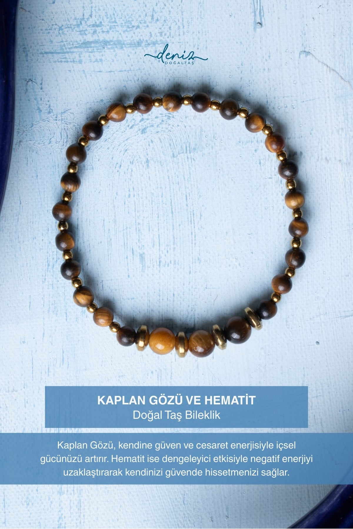 Sertifikalı Kaplan Gözü ve Hematit Doğal Taş Bileklik (4-6mm Taşlar)