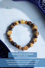 Sertifikalı Kaplan Gözü ve Kehribar Doğal Taş Bileklik